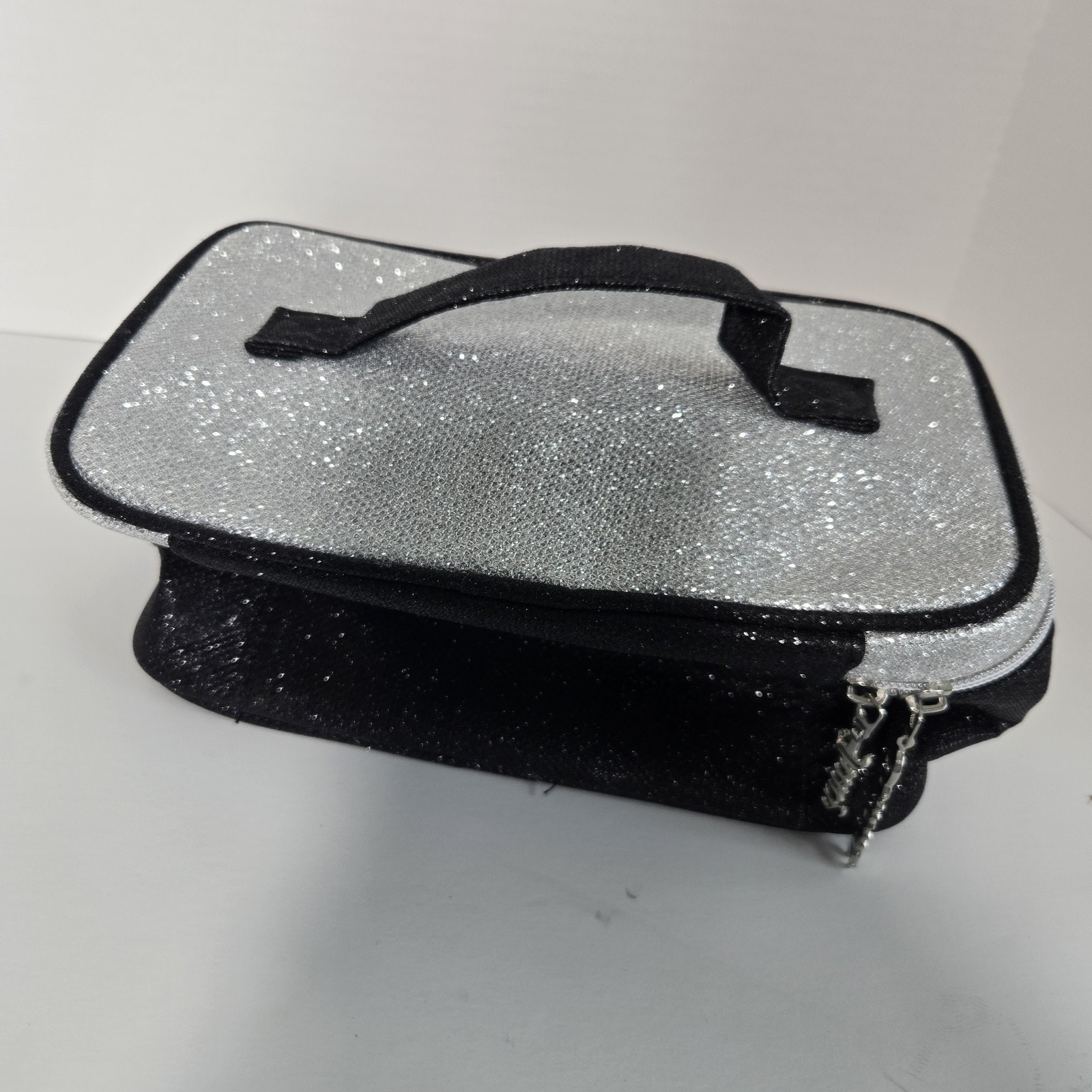 Juicy Couture Black Velvet Glitter Makeup Cosmetic Train Case Travel Bag Zip — image 4 of 7